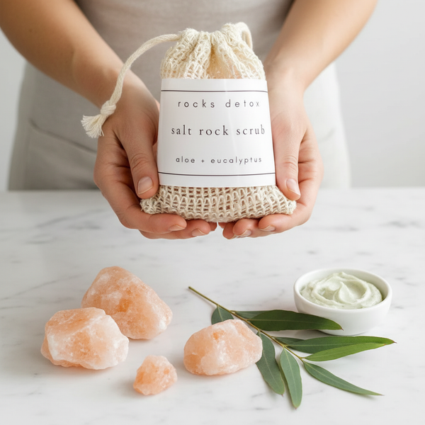 Aloe + Eucalyptus Salt Rock Scrub - Lifestyle