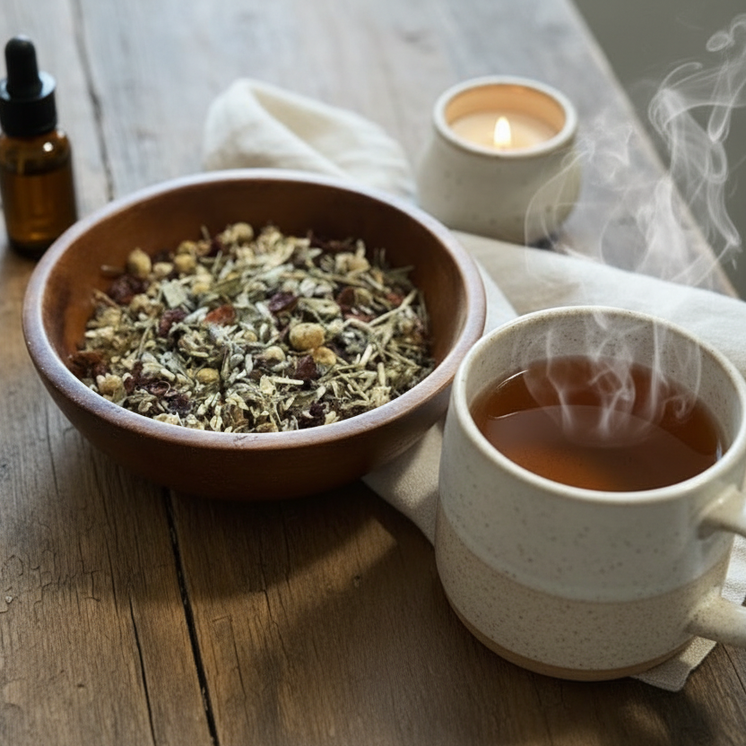 Angled view with brewed tea