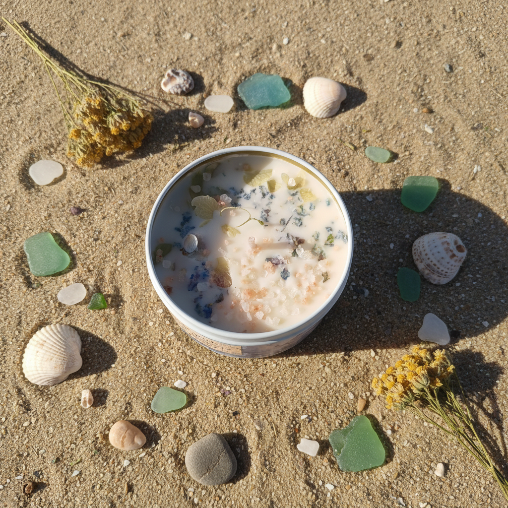 Beach flat lay