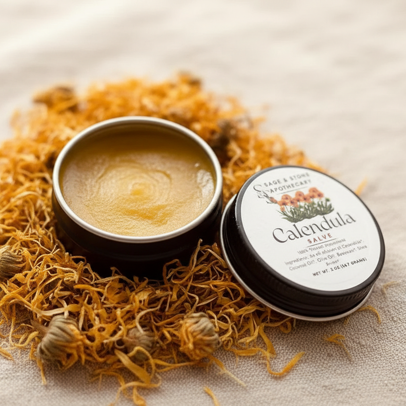 Calendula Salve - Open Lid Detail