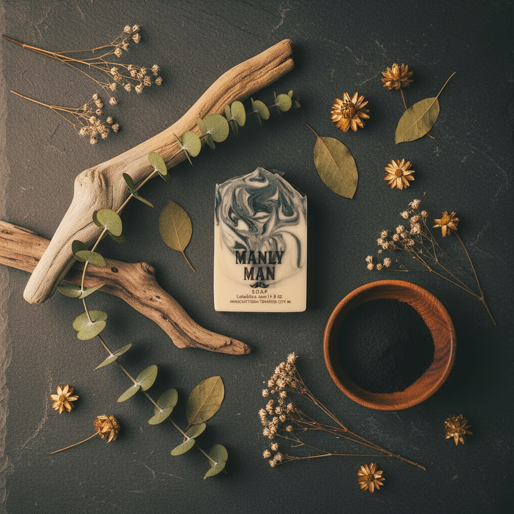 Manly Man Soap - Overhead Flat Lay