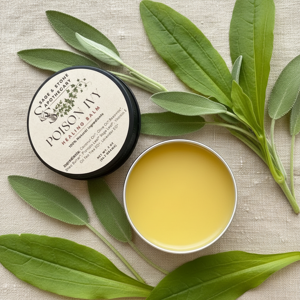 Poison Ivy Healing Balm - Botanical Flat Lay