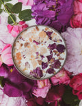 Love Notes: Soy Candle with Rose Petals + Pink Himalayan Salt 8oz