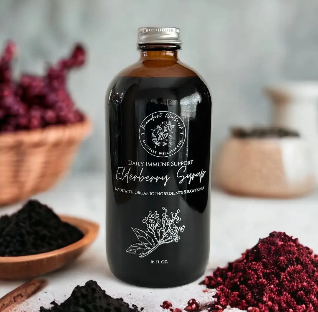 8 oz Unsweetened Elderberry Syrup, Made with Organic Ingredients, Shelf-Stable