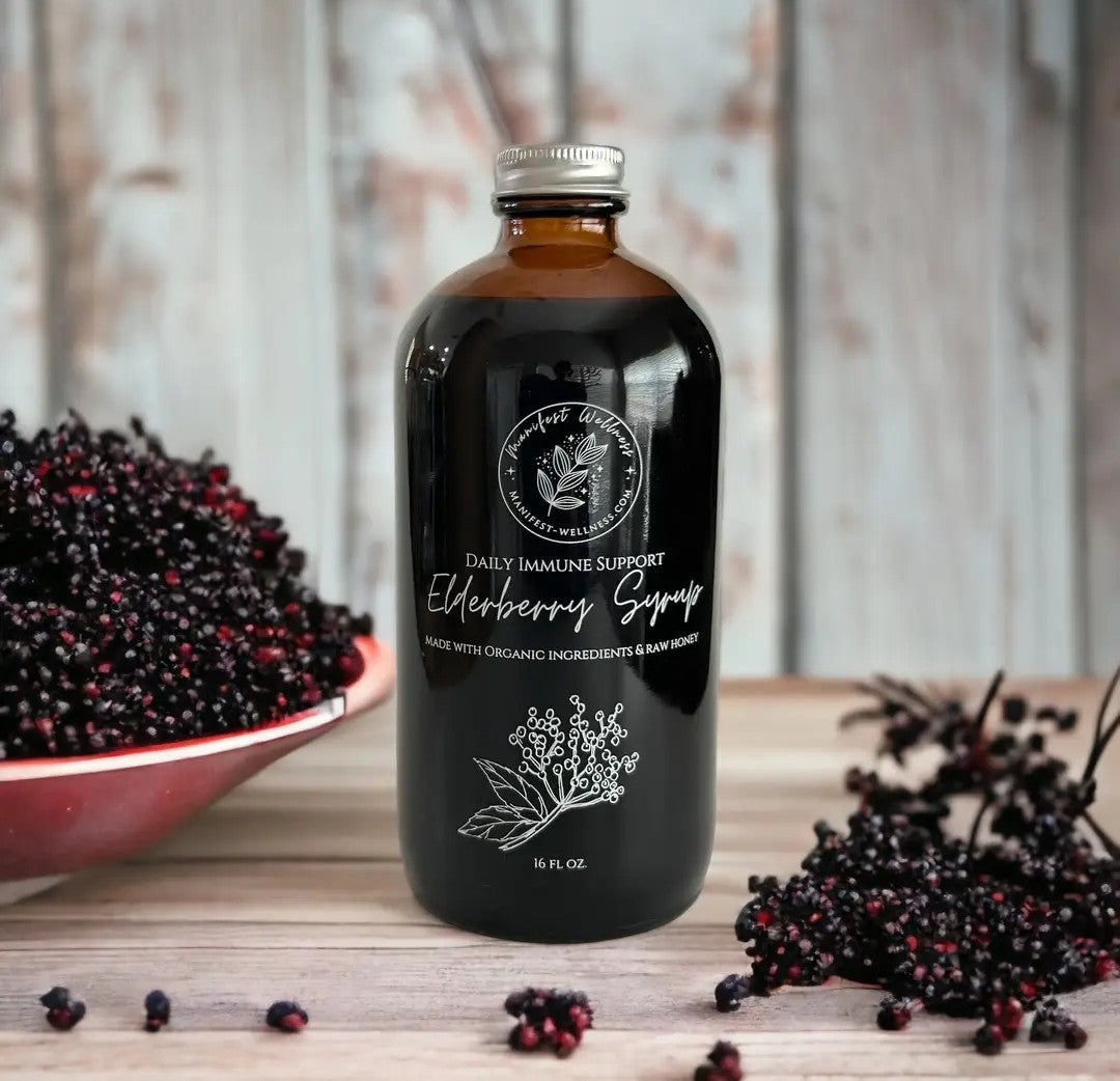 8 oz Unsweetened Elderberry Syrup, Made with Organic Ingredients, Shelf-Stable