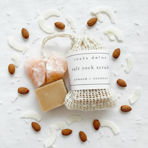 Salt Rock Scrub Almond Coconut - Linen Flatlay