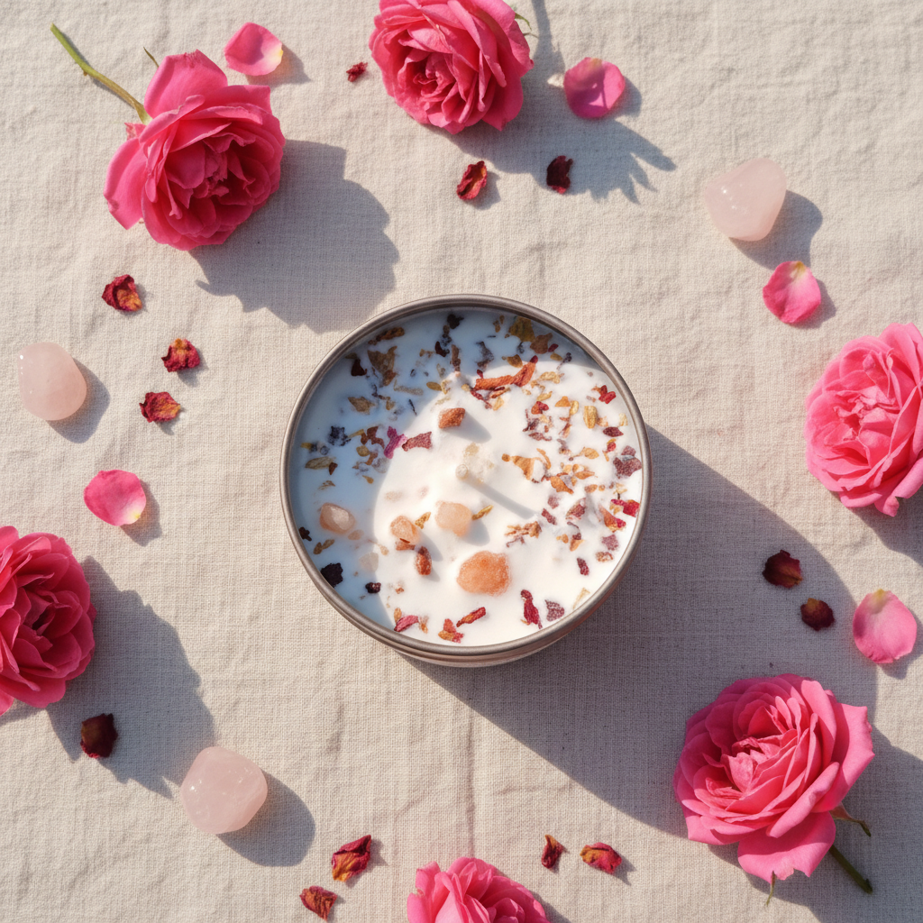 Shot 5 - Overhead Flat Lay with Rose Petals